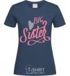 Women's T-shirt BIG sister pink inscription navy-blue фото