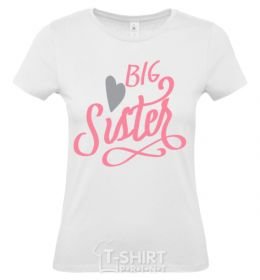 Women's T-shirt BIG sister pink inscription White фото