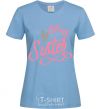 Women's T-shirt BIG sister pink inscription sky-blue фото