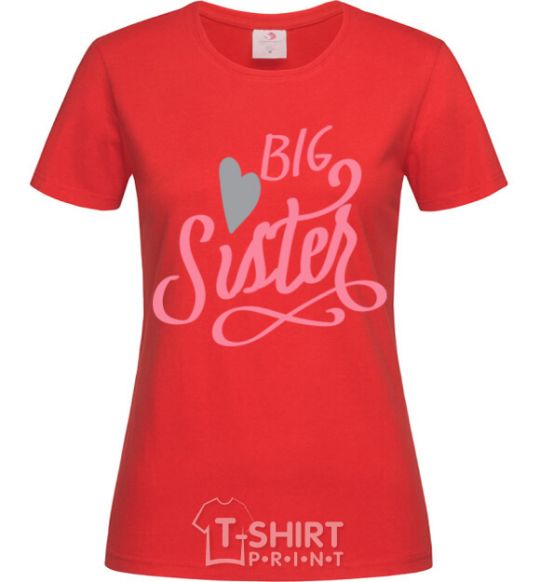 Women's T-shirt BIG sister pink inscription red фото