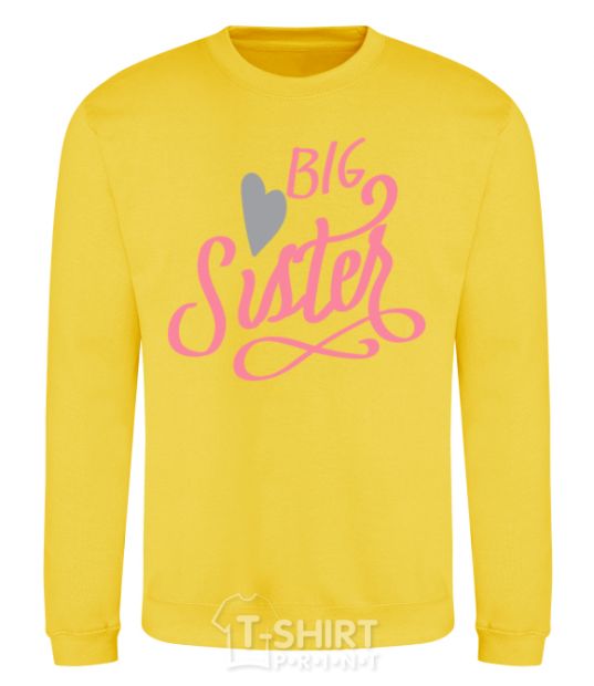 Sweatshirt BIG sister pink inscription yellow фото