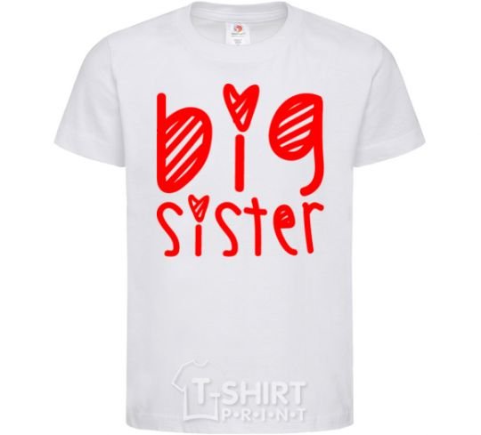 Kids T-shirt Big sister heart sign White фото