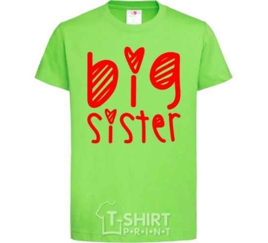 Kids T-shirt Big sister heart sign orchid-green фото