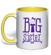 Mug with a colored handle Big sister with a sissy yellow фото