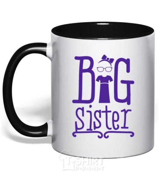 Mug with a colored handle Big sister with a sissy black фото