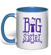 Mug with a colored handle Big sister with a sissy royal-blue фото