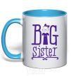 Mug with a colored handle Big sister with a sissy sky-blue фото