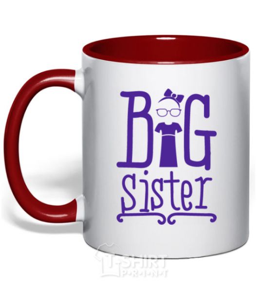 Mug with a colored handle Big sister with a sissy red фото