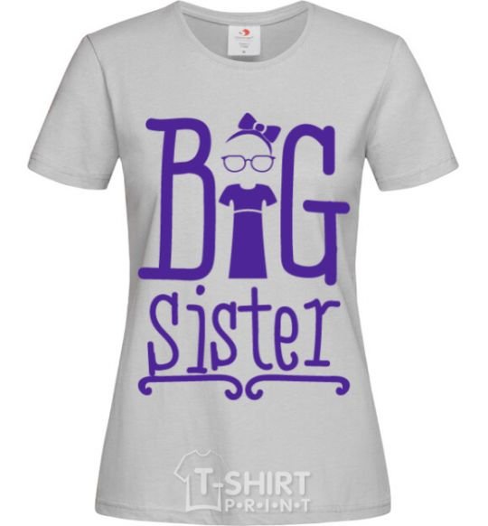 Women's T-shirt Big sister with a sissy grey фото