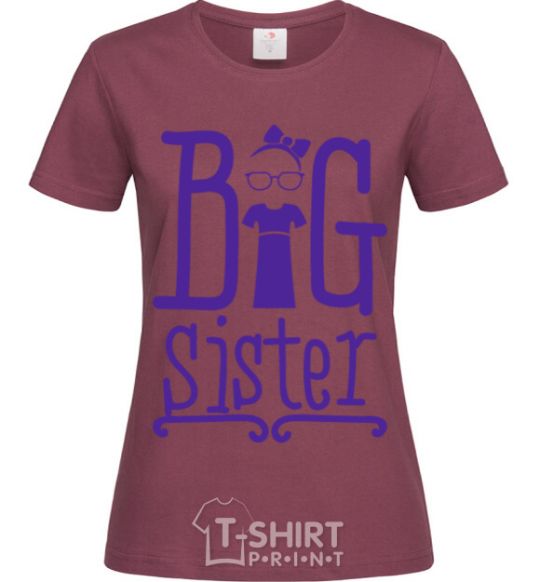 Women's T-shirt Big sister with a sissy burgundy фото