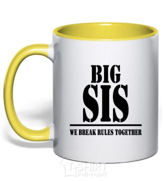 Mug with a colored handle Big sis yellow фото