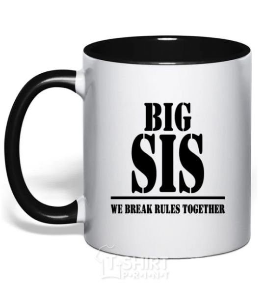 Mug with a colored handle Big sis black фото