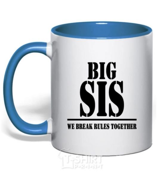 Mug with a colored handle Big sis royal-blue фото