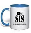 Mug with a colored handle Big sis royal-blue фото