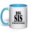 Mug with a colored handle Big sis sky-blue фото