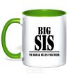 Mug with a colored handle Big sis kelly-green фото