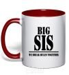 Mug with a colored handle Big sis red фото