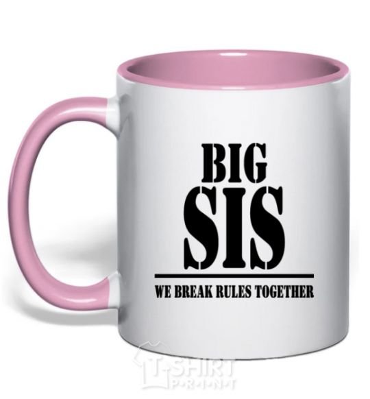Чашка с цветной ручкой Big sis Нежно розовый фото