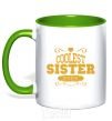 Mug with a colored handle Coolest sister ever kelly-green фото