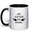 Mug with a colored handle My sister my angel black фото