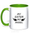 Mug with a colored handle My sister my angel kelly-green фото