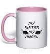 Mug with a colored handle My sister my angel light-pink фото