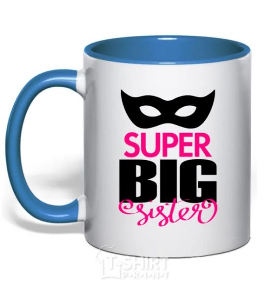 Mug with a colored handle Super big sister royal-blue фото