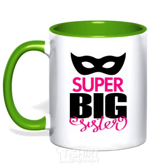 Mug with a colored handle Super big sister kelly-green фото