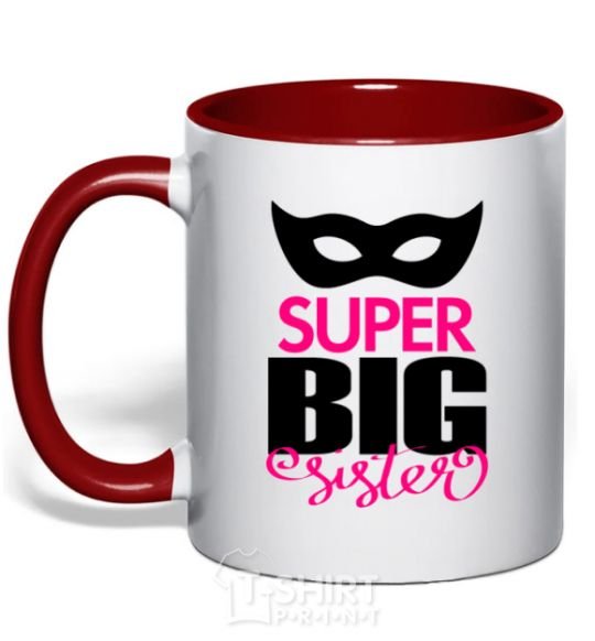 Mug with a colored handle Super big sister red фото