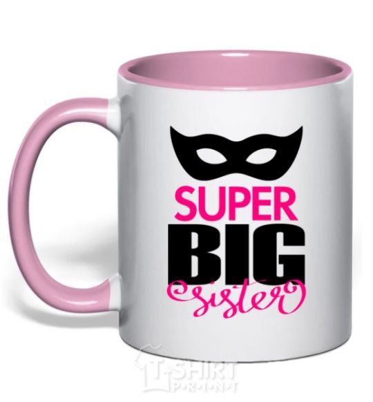 Mug with a colored handle Super big sister light-pink фото