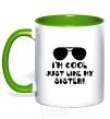 Mug with a colored handle I am cool just like my sister kelly-green фото