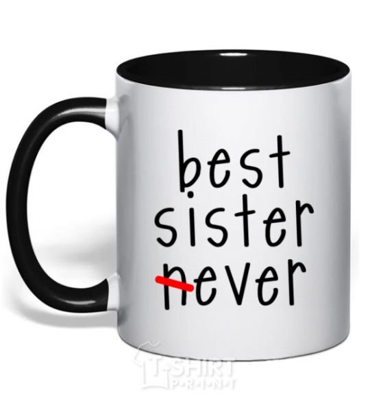 Mug with a colored handle Best sister never-ever black фото