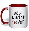 Mug with a colored handle Best sister never-ever red фото