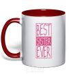 Mug with a colored handle Best sister ever horizontal lettering red фото