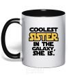 Mug with a colored handle Coolest sister in the galaxy she is black фото