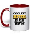 Mug with a colored handle Coolest sister in the galaxy she is red фото