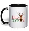 Mug with a colored handle Little sister Alison black фото