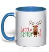 Mug with a colored handle Little sister Alison royal-blue фото