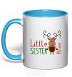 Mug with a colored handle Little sister Alison sky-blue фото