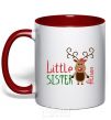 Mug with a colored handle Little sister Alison red фото