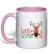 Mug with a colored handle Little sister Alison light-pink фото