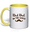 Mug with a colored handle Best dad in the world old yellow фото