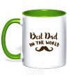 Mug with a colored handle Best dad in the world old kelly-green фото