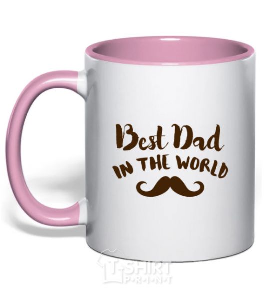 Mug with a colored handle Best dad in the world old light-pink фото