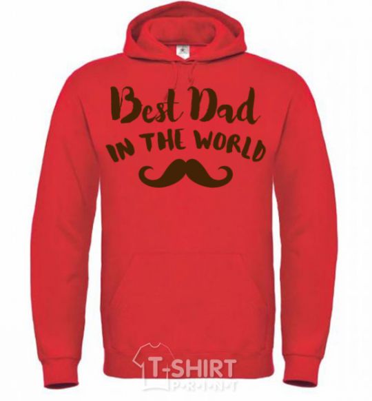 Men`s hoodie Best dad in the world old bright-red фото