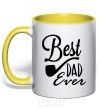 Mug with a colored handle Best dad ever - tube yellow фото