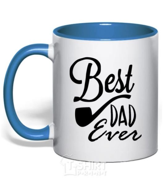 Mug with a colored handle Best dad ever - tube royal-blue фото