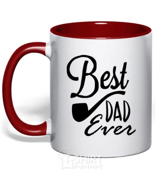 Mug with a colored handle Best dad ever - tube red фото