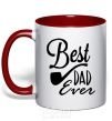 Mug with a colored handle Best dad ever - tube red фото