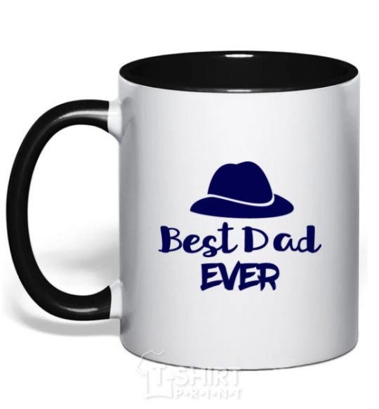 Mug with a colored handle Best dad ever - hat black фото